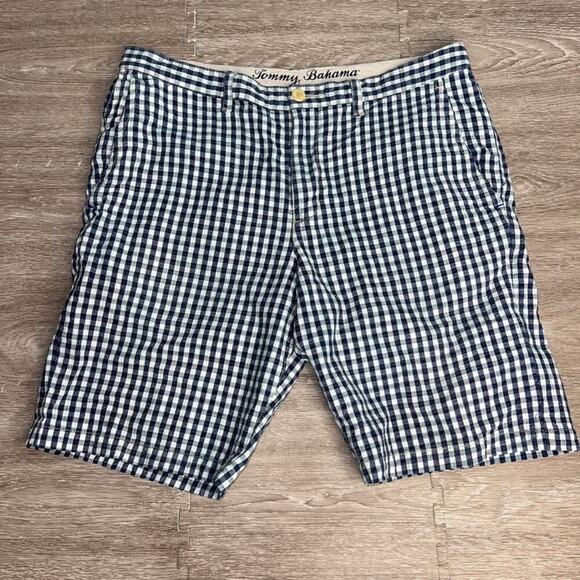 Tommy Bahama Men's Check Chino Shorts Blue Size‎ 34 Summer Classic Fit - Picture 1 of 4